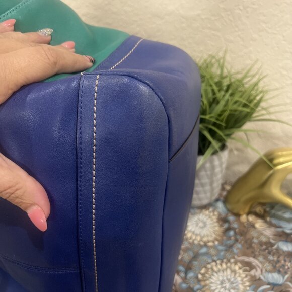 Coach COLORBLOCK CARRIE (F24065) Color Block Shoulder Tote Purse Handbag - Picture 7 of 16